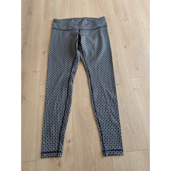 LULULEMON Wunder Under Pant Full-On Luon Tri Geo Silver Spoon Black Size 10 RARE - Picture 3 of 14